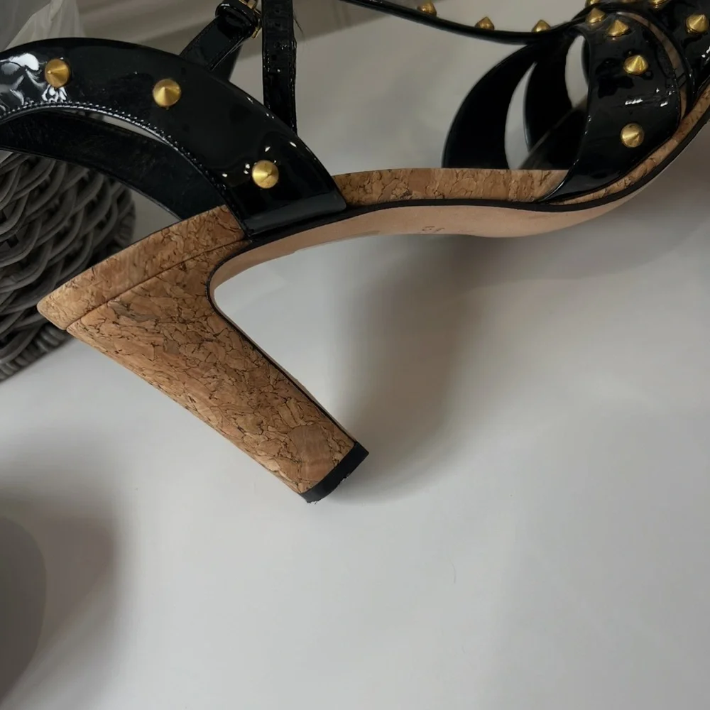 Gucci Black and Gold Studded Heels - Picture 3 of 5